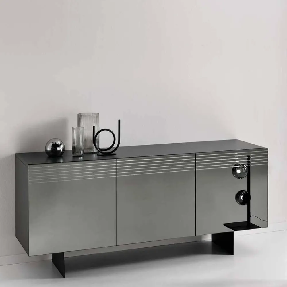 Wohnen Sideboards<Sideboard mit Spiegelglas Front in Rauchgrau - Tyron