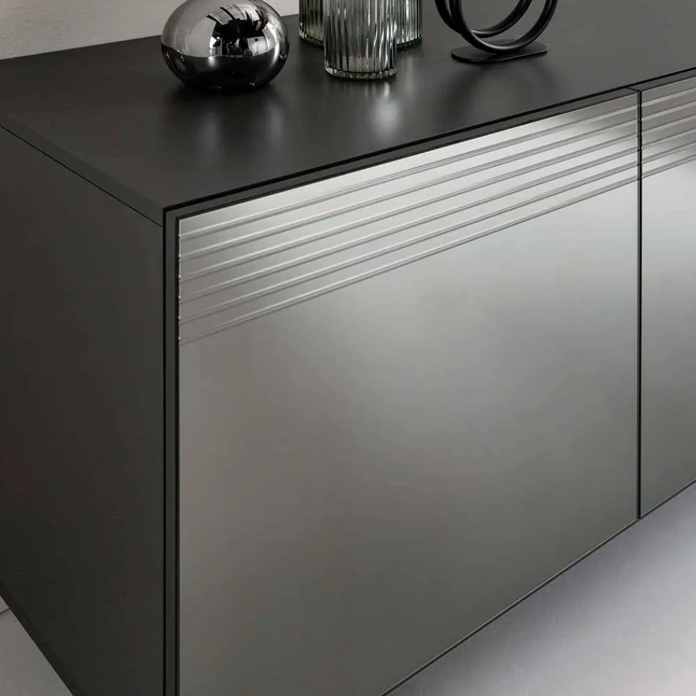 Wohnen Sideboards<Sideboard mit Spiegelglas Front in Rauchgrau - Tyron