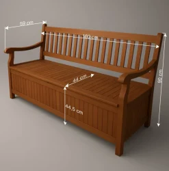 Wohnen Sitzbank<3-Sitzer Garten Bank mit Truhe - Durai