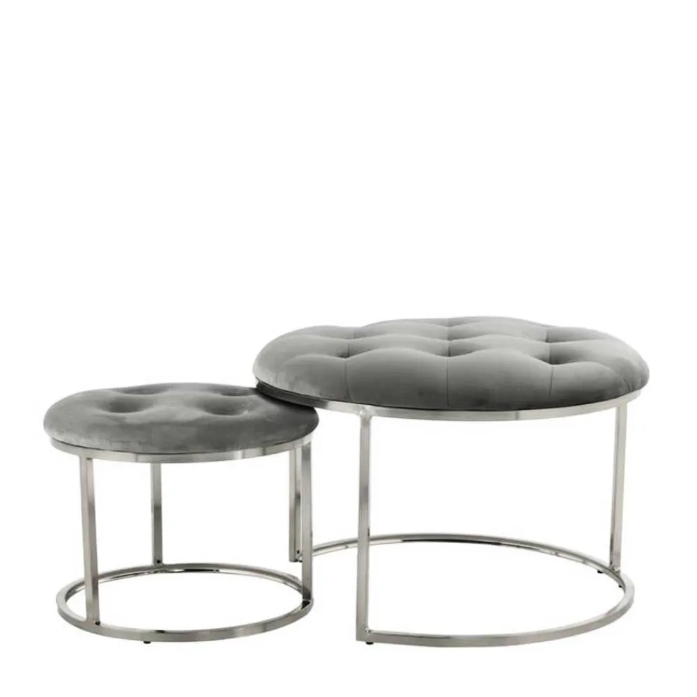 Wohnen Hocker<Sitzhocker Duo in Grau mit Silber - Vainy (zweiteilig)