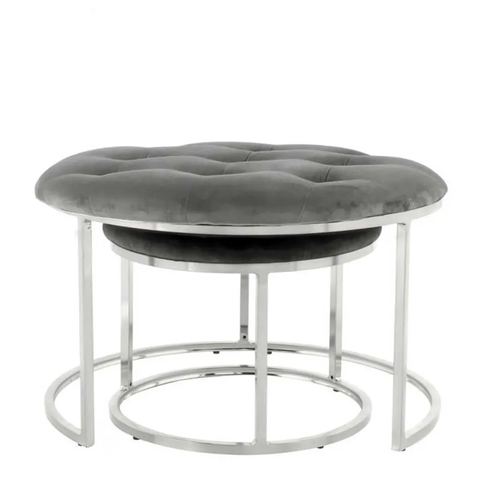 Wohnen Hocker<Sitzhocker Duo in Grau mit Silber - Vainy (zweiteilig)