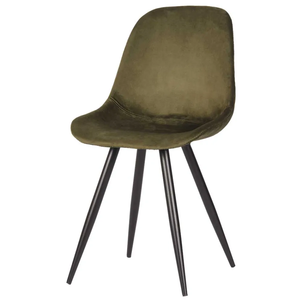 Wohnen Stühle<Skandi Design Esstischstuhl in Oliv Grün Samt - Kendo (2er Set)