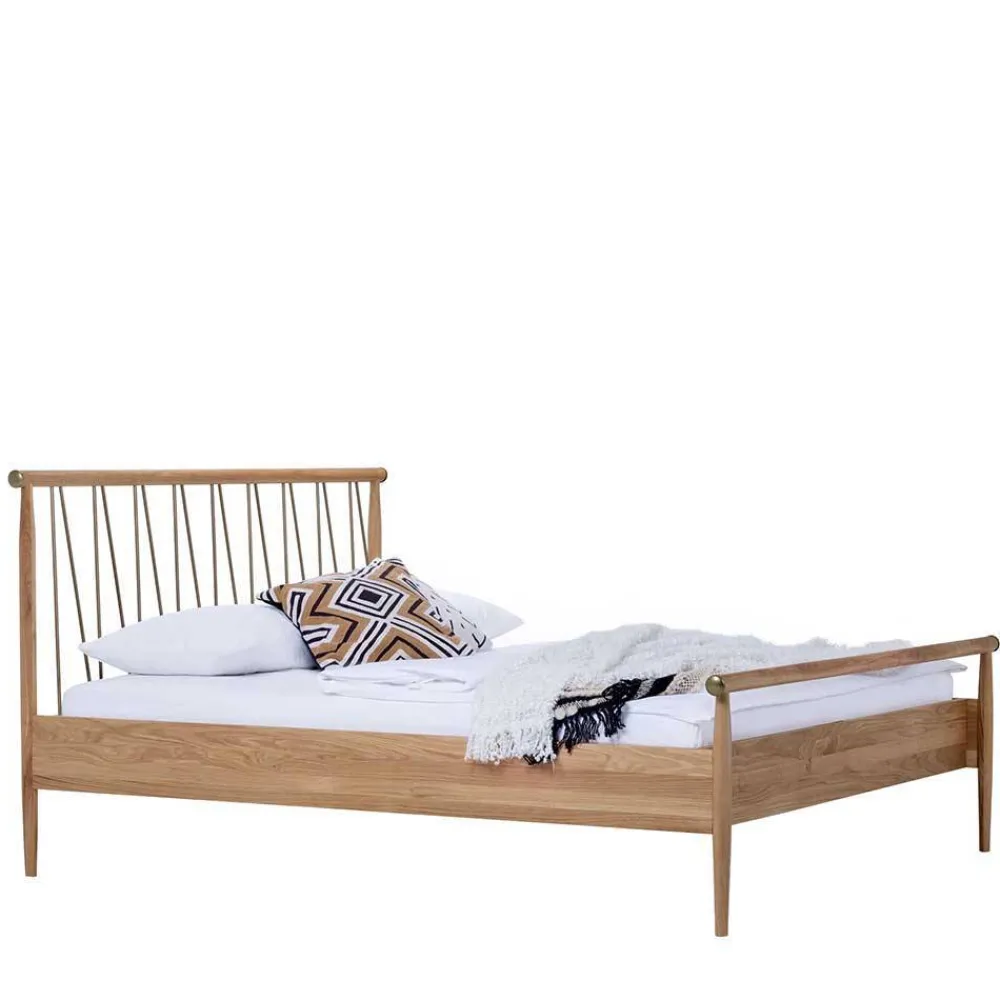 Wohnen Betten<Skandi Doppelbett aus Wildeiche Honig - Reymons