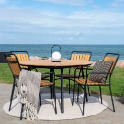 Wohnen Sitzgruppe<Skandi Garten-Essgruppe aus Teak - Farmer (fünfteilig)