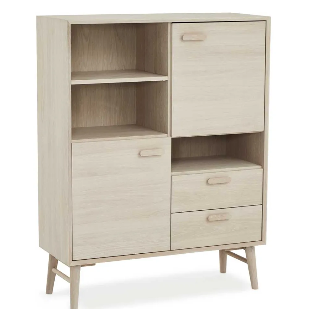 Wohnen Highboards<Skandi Highboard in Eiche Weiß - Lametla