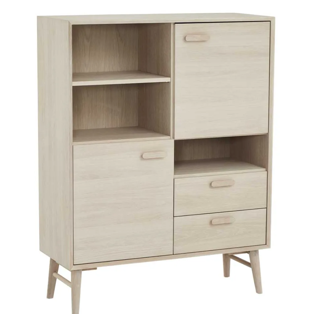 Wohnen Highboards<Skandi Highboard in Eiche Weiß - Lametla