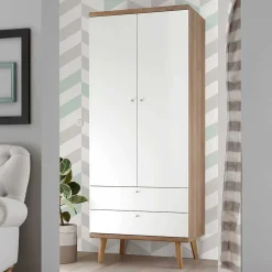 Wohnen Kleiderschränke<Skandi Kleiderschrank in Weiß & Eiche - Cablos