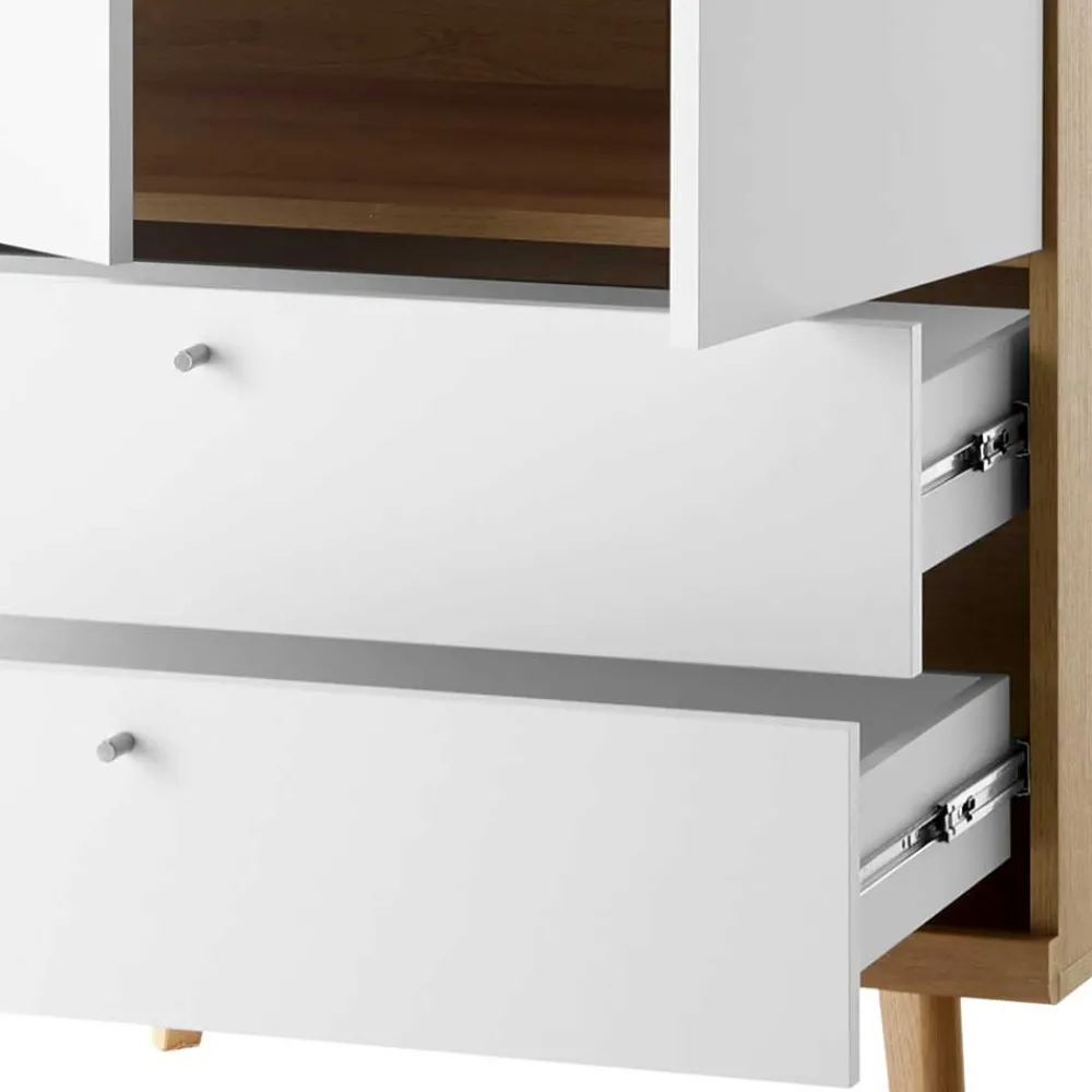 Wohnen Kleiderschränke<Skandi Kleiderschrank in Weiß & Eiche - Cablos