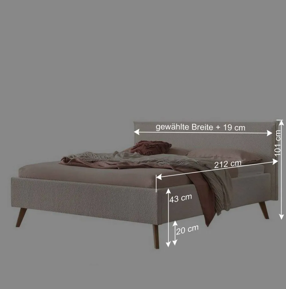 Wohnen Betten<Skandi Polsterbett in Creme Boucle - Jandaria