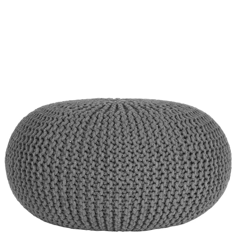 Wohnen Hocker<Skandi Pouf mit dunkelgrauem Strickstoff Bezug - Finaron