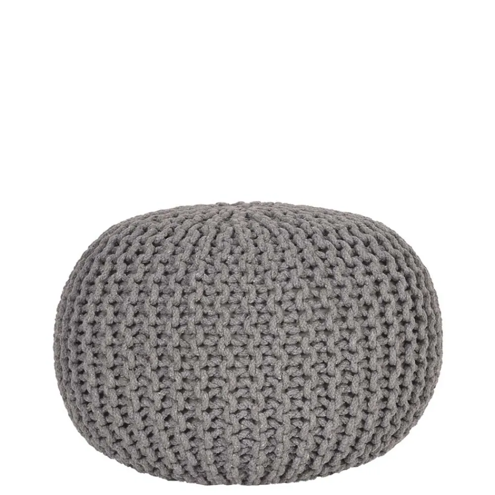Wohnen Hocker<Skandi Pouf mit dunkelgrauem Strickstoff Bezug - Finaron