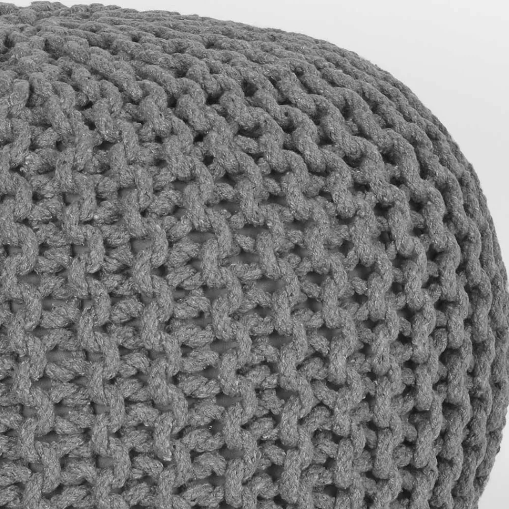 Wohnen Hocker<Skandi Pouf mit dunkelgrauem Strickstoff Bezug - Finaron