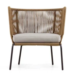 Wohnen Sessel<Skandi Sessel aus Geflecht Kordel in Beige - Suvacol (2er Set)