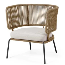 Wohnen Sessel<Skandi Sessel aus Geflecht Kordel in Beige - Suvacol (2er Set)