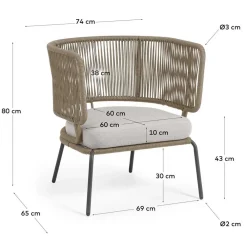 Wohnen Sessel<Skandi Sessel aus Geflecht Kordel in Beige - Suvacol (2er Set)
