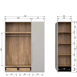 Wohnen Kleiderschränke|Schränke<Skandi 3-türiger Schlafzimmerschrank in Grau - Rochella