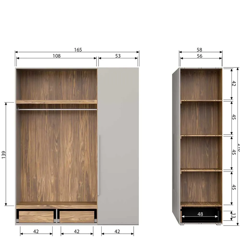 Wohnen Kleiderschränke|Schränke<Skandi 3-türiger Schlafzimmerschrank in Grau - Rochella