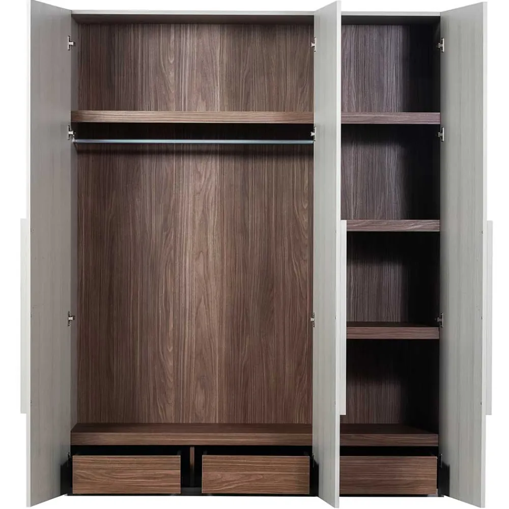 Wohnen Kleiderschränke|Schränke<Skandi 3-türiger Schlafzimmerschrank in Grau - Rochella