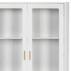 Wohnen Vitrinen|Schränke<Skandi Vitrine in Weiß und Eiche Natur - Yarisis