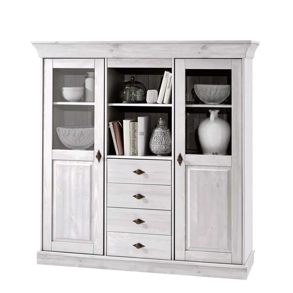 Wohnen Highboards<Skandinavisches Highboard Satumare in Weiß