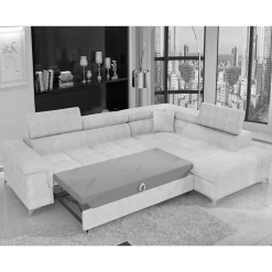 Wohnen Betten<Sofaecke mit Schlaffunktion in Beige Webstoff - Rirua