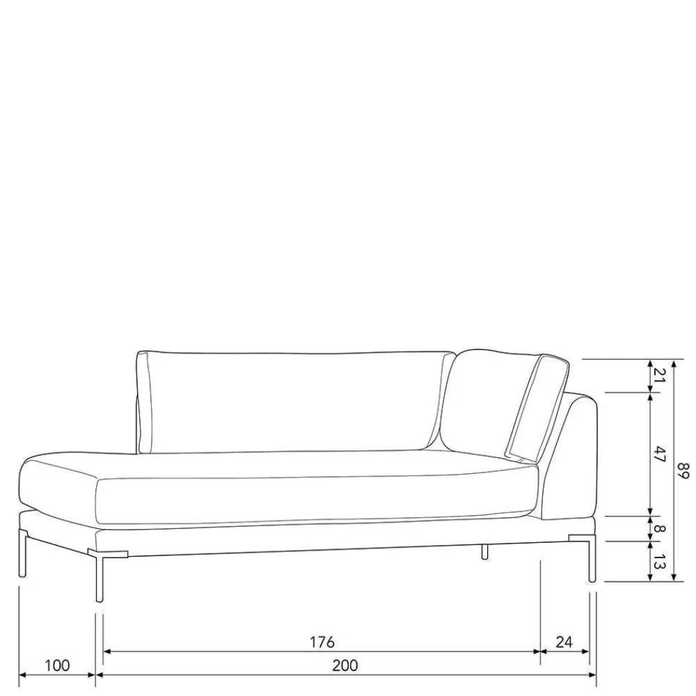 Wohnen Sofas<Sofamodul Recamiere in Beigegrau - Paola