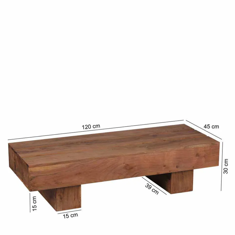 Wohnen Tische<Sofatisch aus naturbelassenem Holz Oridano Akazie massiv
