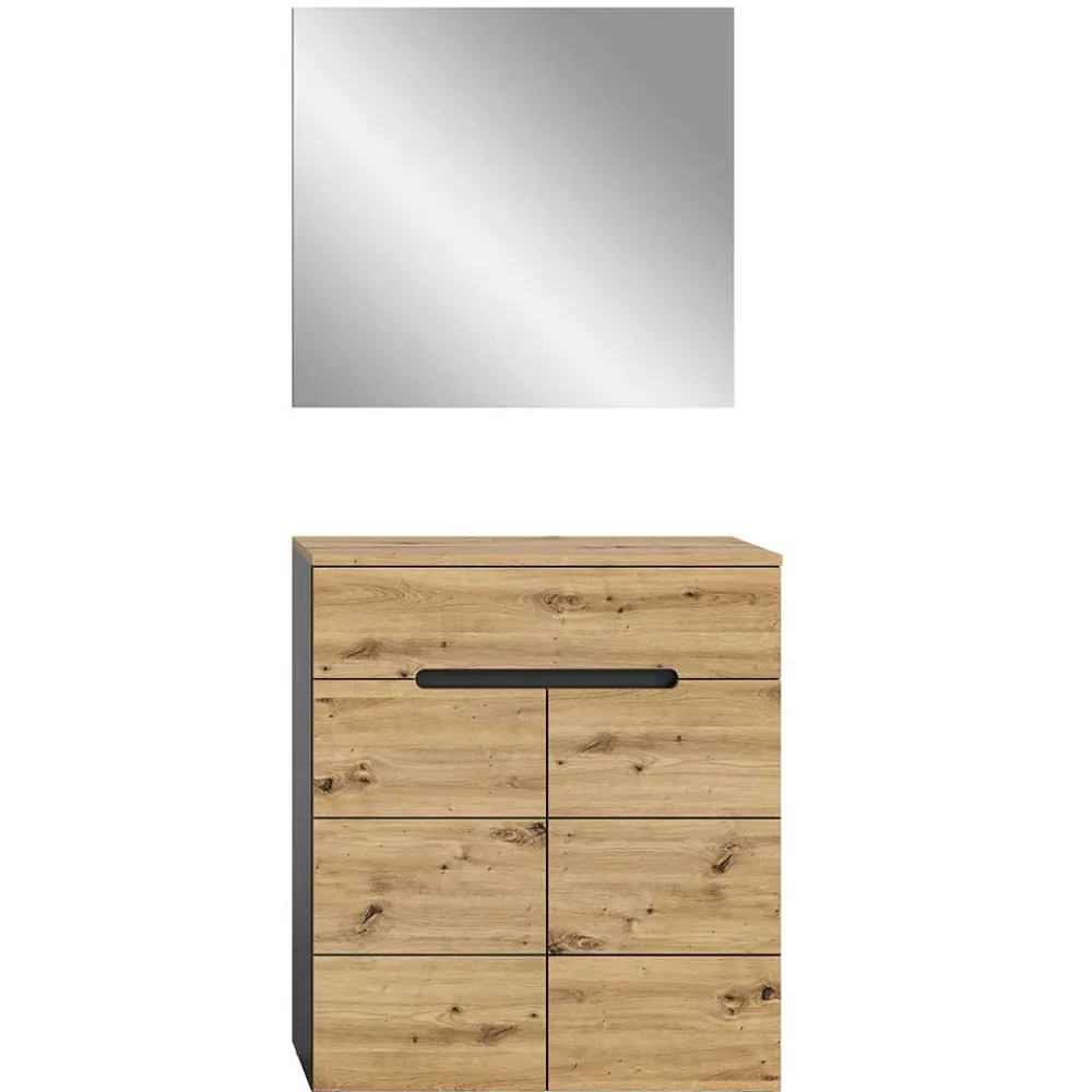 Wohnen Garderoben<Spiegel und Schuhkommode Set - Norja (zweiteilig)