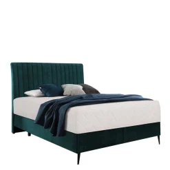 Wohnen Betten<Springboxbett in Petrol Blau Stoff - Custon
