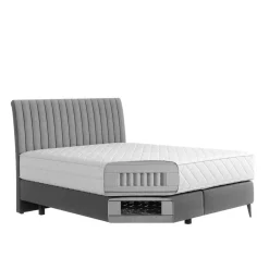 Wohnen Betten<Springboxbett in Petrol Blau Stoff - Custon