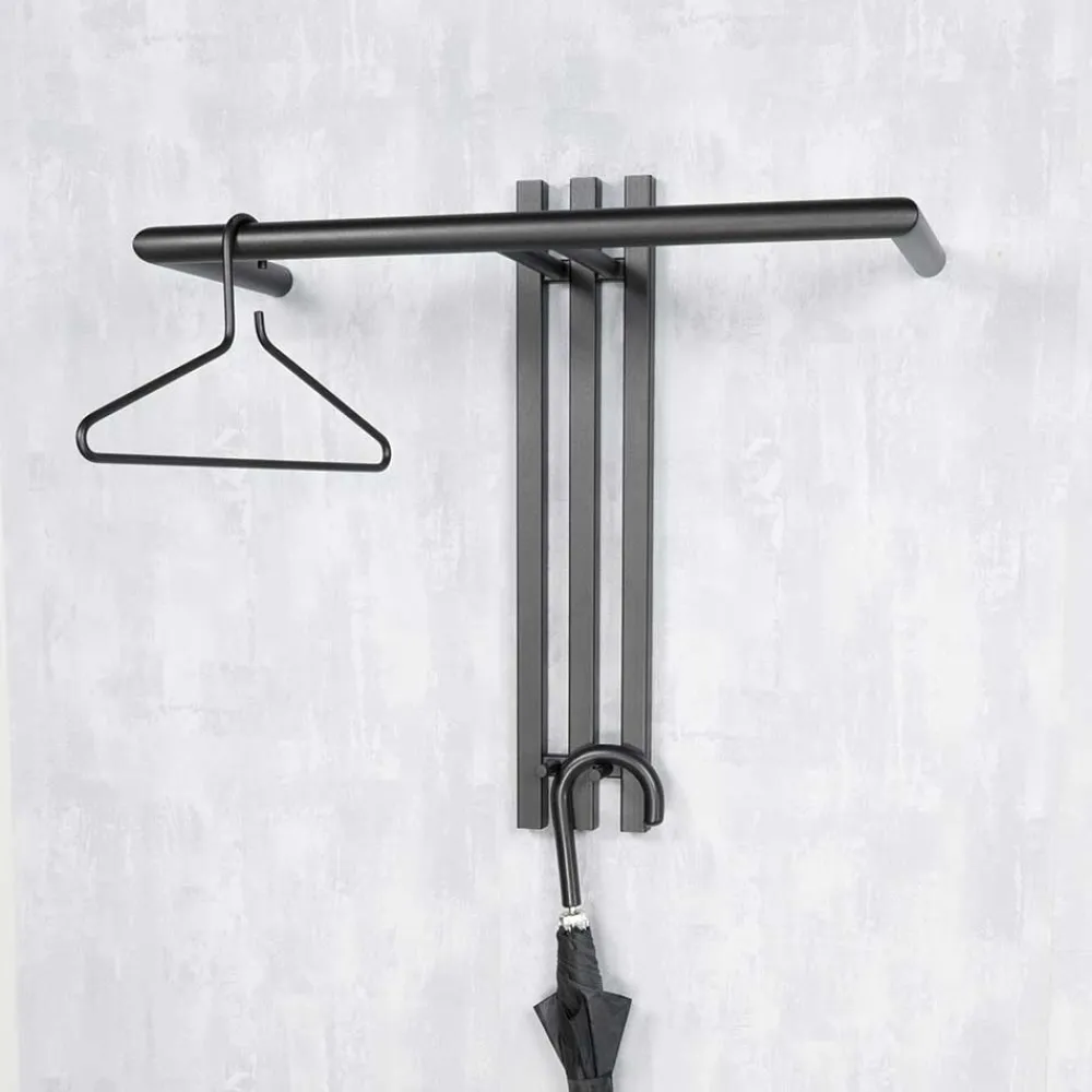 Wohnen Garderoben<Stahl T-Design Wandgarderobe in Schwarz - Brittania