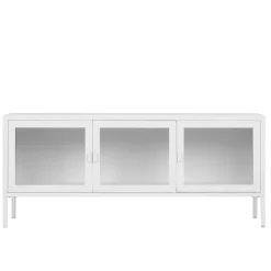 Wohnen Tv & Hifi-Möbel|Lowboards<Stahl TV Lowboard mit drei Glastüren - Sancrez
