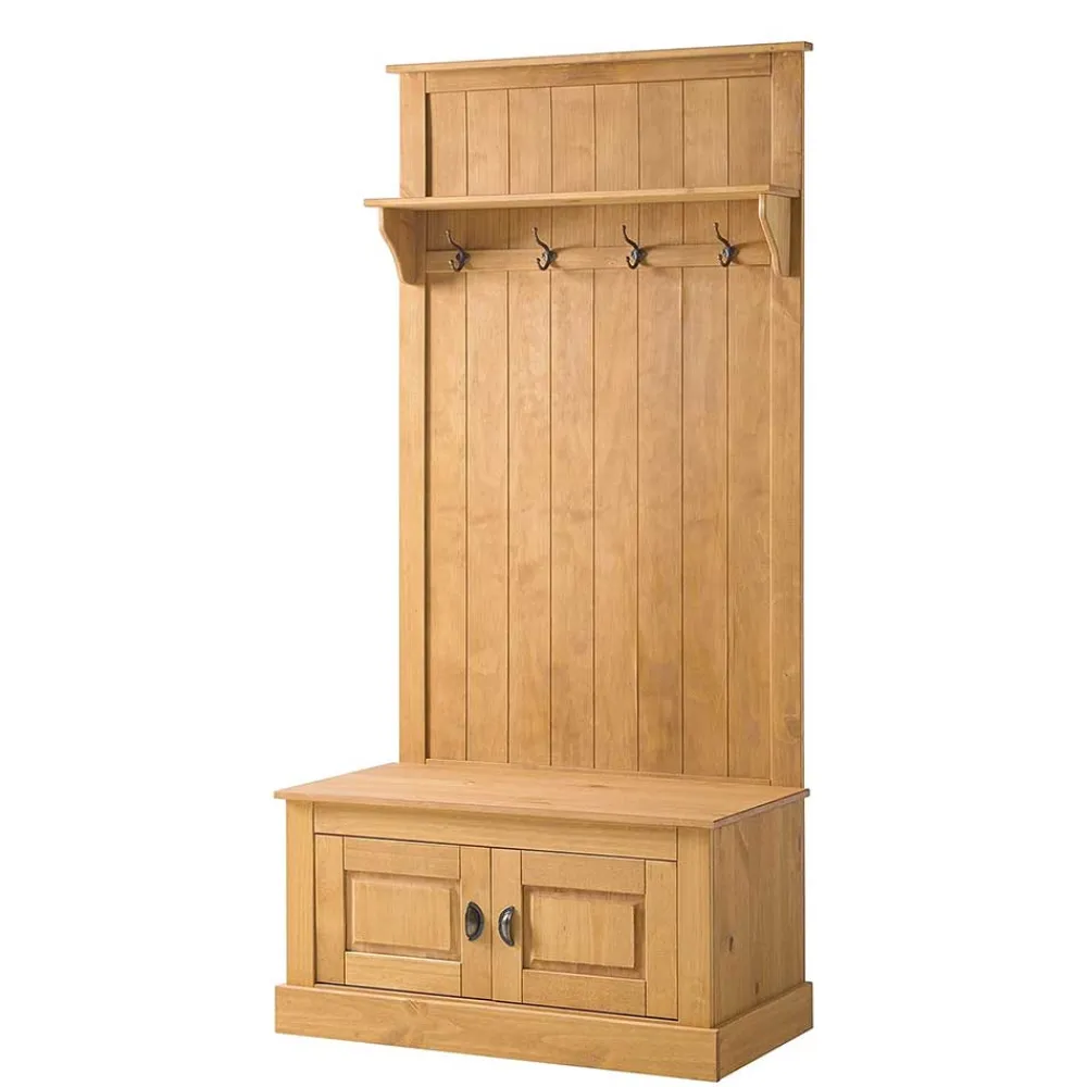 Wohnen Garderoben<Standgarderobe aus Kiefer Massivholz - Kumico