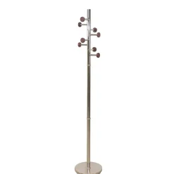 Wohnen Garderoben<Standgarderobe in Nickelfarben & Natur - Rambano