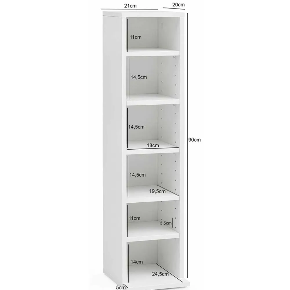 Wohnen Tv & Hifi-Möbel|Regale<Standregal mit sechs Fächern 21x90x20 cm - Hank