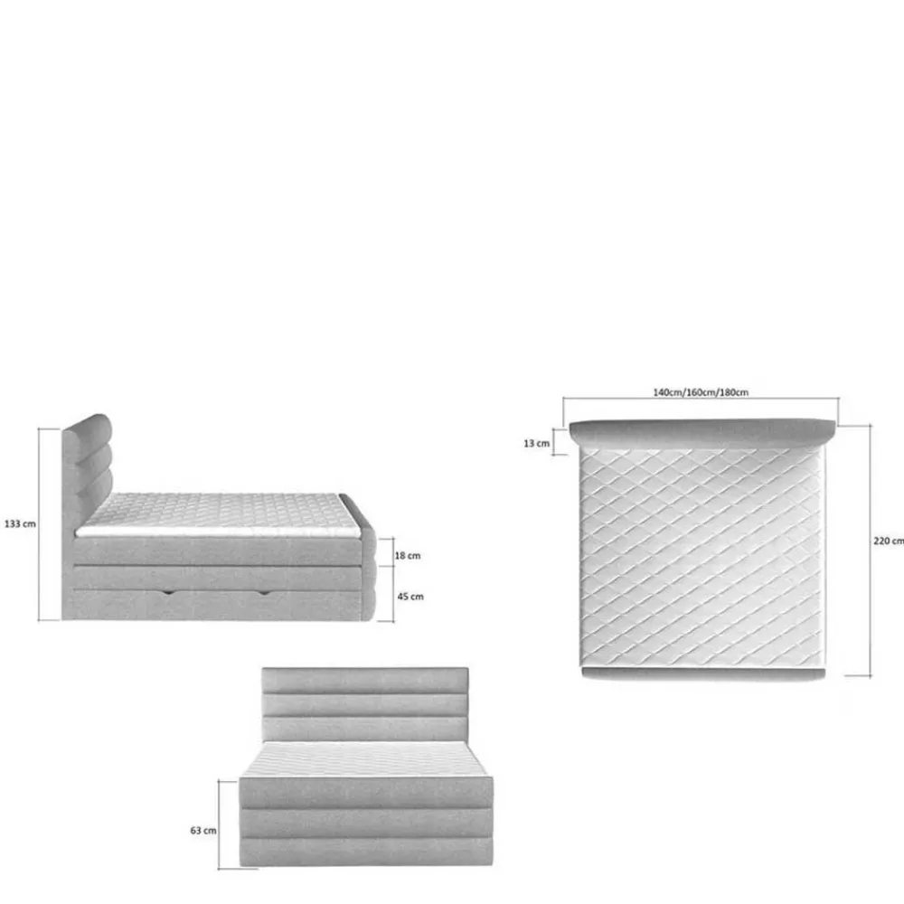 Wohnen Betten<Stauraum Boxspringbett in Braun Stoff - Birt