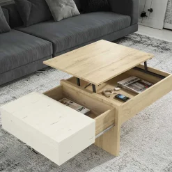 Wohnen Tische<Stauraum Sofatisch in Wildeiche & Creme - Tara