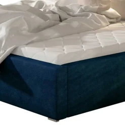 Wohnen Betten<Stauraumbett aus Velours Dunkelblau - Dorisa