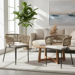 Wohnen Stühle<Stühle aus Kordelgeflecht Beige - Wanisha (4er Set)