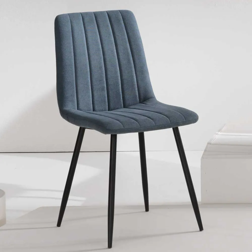 Wohnen Stühle<Stühle in Blaugrau und Schwarz - Filio (4er Set)