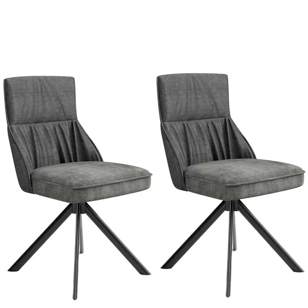 Wohnen Stühle<Stühle mit Federkern in Anthrazit - Markos (2er Set)