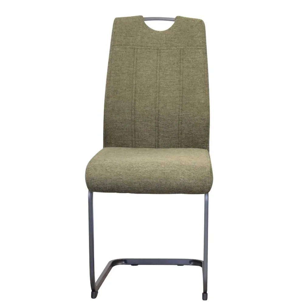 Wohnen Sessel|Stühle<Stoff Freischwinger Stühle in Oliv Grün - Maximo (4er Set)