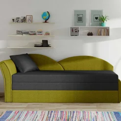 Wohnen Betten|Sofas<Stoff Recamiere in Dunkelgrau und Messinggelb - Clemeta