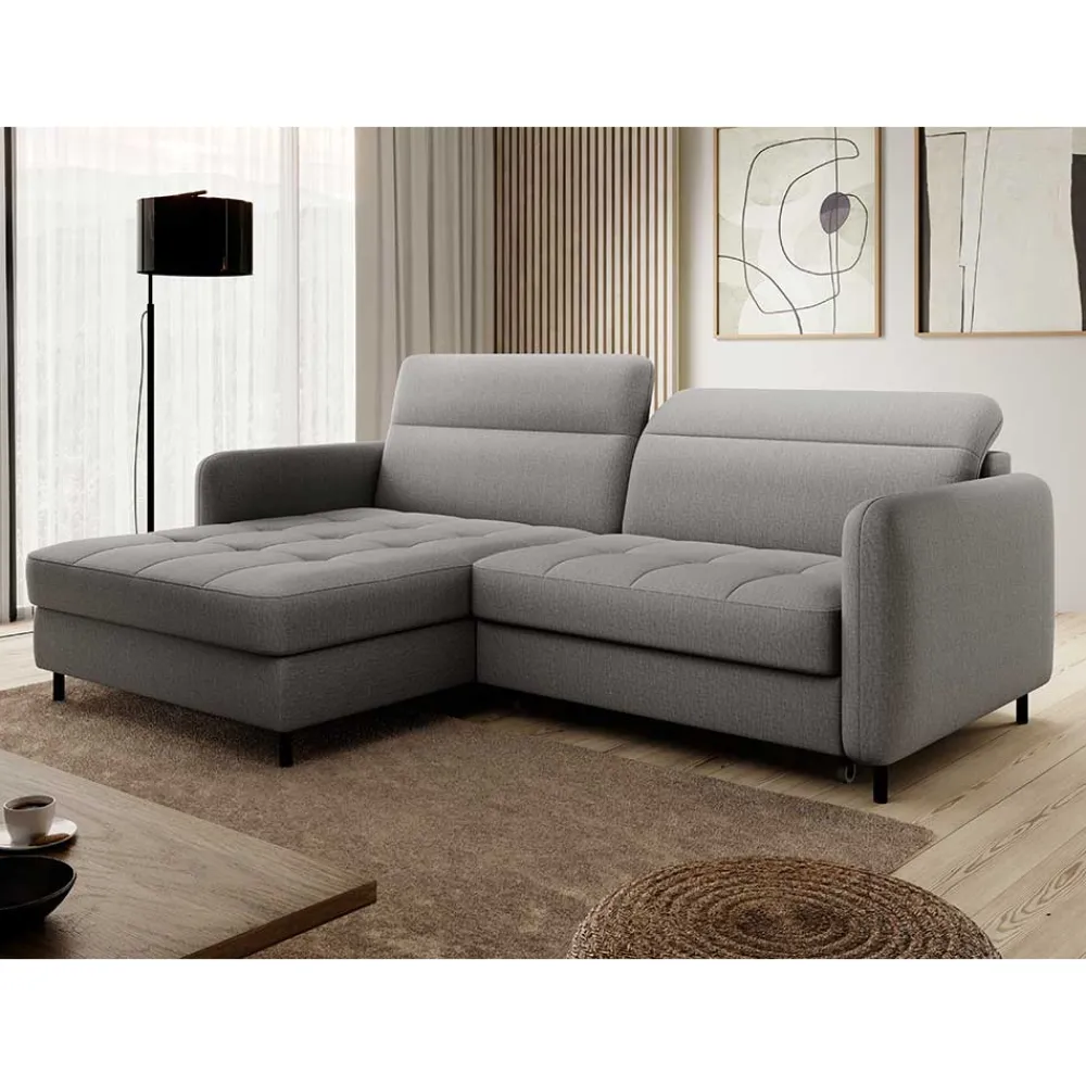 Wohnen Sofas<Stoff-Ecksofa in Hellgrau mit Bettfunktion - Alister