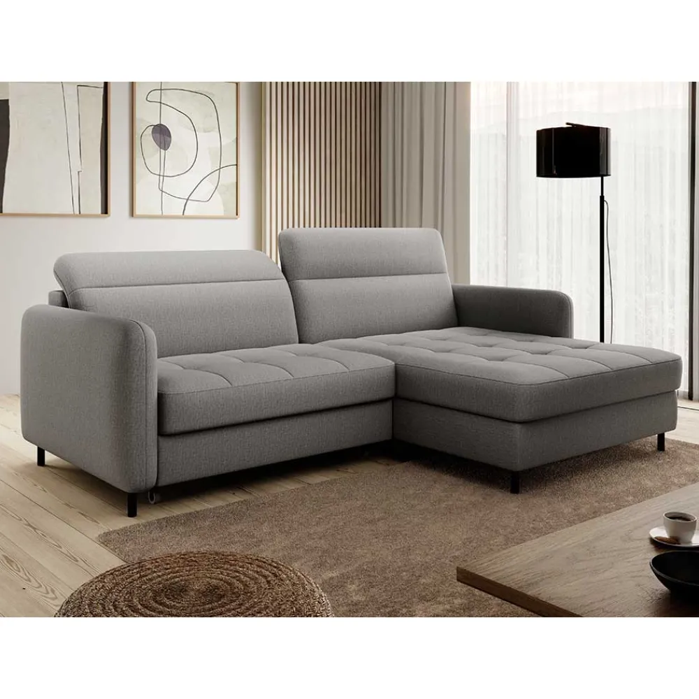 Wohnen Sofas<Stoff-Ecksofa in Hellgrau mit Bettfunktion - Alister