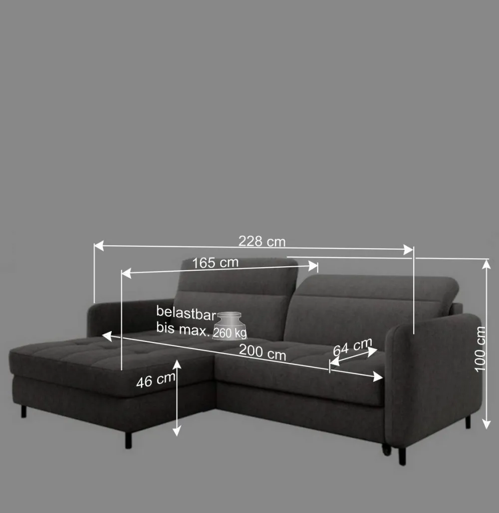Wohnen Sofas<Stoff-Ecksofa in Hellgrau mit Bettfunktion - Alister