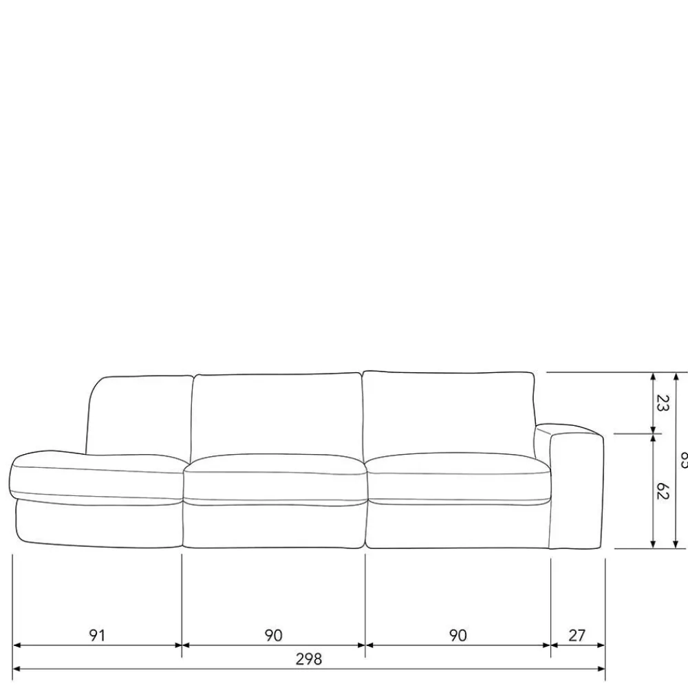 Wohnen Sofas<Stoffsofa mit Armlehne rechts in Rosa - Jilatov