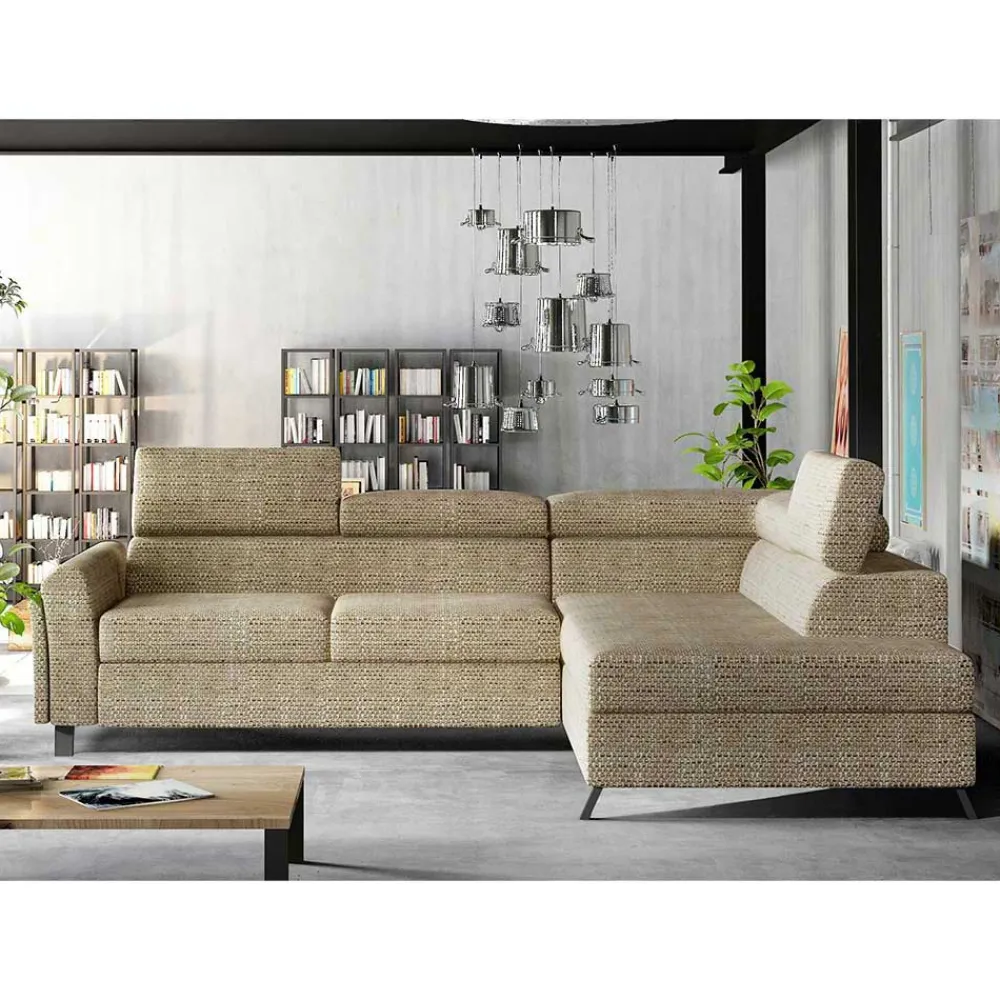 Wohnen Sofas<Strukturstoff Polsterecke in Beige - Jimis