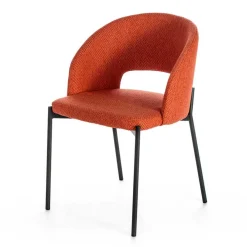 Wohnen Stühle<Strukturstoff Polsterstuhl in Orange - Megida (2er Set)