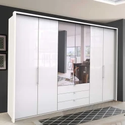 Wohnen Kleiderschränke<Stylischer Schlafzimmer Schrank in Weiß Glas glänzend - Dolienca